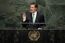 President Enrique Pena Nieto, of Mexico, addresses the 69th session of the United Nations General Assembly, at U.N. headquarters, Wednesday, Sept. 24, 2014. (AP Photo/Richard Drew)