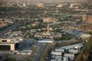 A general view taken from a helicopter shows the Baghdad clock tower in Harthiya Sqaure in the west of the Iraqi capital on September 10, 2014