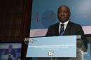 President of the AFDB Kaberuka speaks during the opening of a conference in Tunis