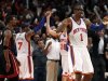 Knicks' Stoudemire celebrates after win over Heat in Game 4 of their NBA Eastern Conference basketball playoff series in New York