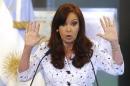 Argentine President Cristina Fernandez de Kirchner speaks during a rally at the Government House in Buenos Aires