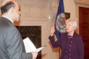 Yellen being sworn into the Fed's Board of governors in 2010 by the man she'll likely replace as chair. 
