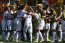 England celebrates after scoring a goal during a Group F match at the 2015 FIFA Women's World Cup between England and Mexico at Moncton Stadium, New Brunswick on June 13, 2015