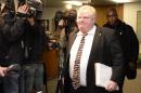 Toronto Mayor Ford leaves his office at City Hall in Toronto