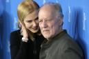 Actress Nicole Kidman and director Werner Herzog pose during the photo call for the film Queen of The Desert at the 2015 Berlinale Film Festival in Berlin Friday, Feb. 6, 2015. (AP Photo/Michael Sohn)