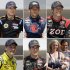 This combination made Wednesday, May 23, 2012, from file photos shows, top row from left, IndyCar's Indianapolis 500 drivers Jean Alesi on May 20, Marco Andretti on May 19, and Ryan Briscoe on May 19, and bottom row from left, Josef Newgarden on May 19, Will Power on May 19, and Susie and Dan Wheldon on May 30, 2011. The Associated Press takes a look at some questions and offers a few predictions for the Indianapolis 500 scheduled for Sunday, May 27, in what is supposed to be the most wide-open auto race in some time fueled by a lack of clear favorites and a good group of new faces vying for attention. This year's race also takes a somber turn in honoring the late Dan Wheldon, who was killed in a fatal accident in the October finale. (AP Photos/Files)