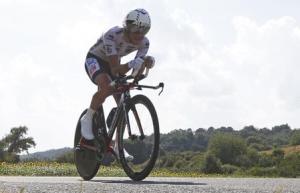 FDJ.fr team rider Thibaut Pinot of France cycles during the 54-km individual time trial 20th stage of the Tour de France cycling race