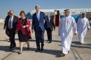 US Secretary of State John Kerry (centre) arrives in Abu Dhabi, on November 23, 2015
