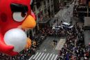 An Angry Bird float makes its way down 6th Avenue during the 90th Macy's Thanksgiving Day Parade in the Manhattan borough of New York