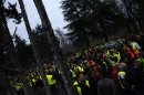 Iberia airline workers, on a strike, march towards Madrid's Barajas airport