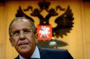 Russian Foreign Minister Sergei Lavrov gives a press conference on Syria in Moscow on August 26, 2013