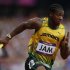 Jamaica's Yohan Blake runs in the men's 4x100m relay round 1 heat at the London 2012 Olympic Games at the Olympic Stadium