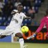 Mali's goalkeeper Soumbeyla Diakite makes a save from Ghana's Sulley Muntari during their African Nations Cup Group D soccer match in Franceville Stadium