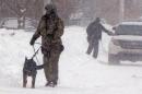In this Friday, Feb. 13, 2015 photo, police search during a snow storm for a suspect in a foiled attack in Cole Harbour, a Halifax, Canada suburb. Arrests by police that foiled an alleged plot to attack a public place in Halifax have averted a tragedy, Justice Minister Peter MacKay said Saturday. MacKay wouldn't say what public place was allegedly targeted to be attacked on Saturday, but he said all who are suspected of being involved are either dead or in police custody. (AP Photo/The Canadian Press, Darrell Oake)