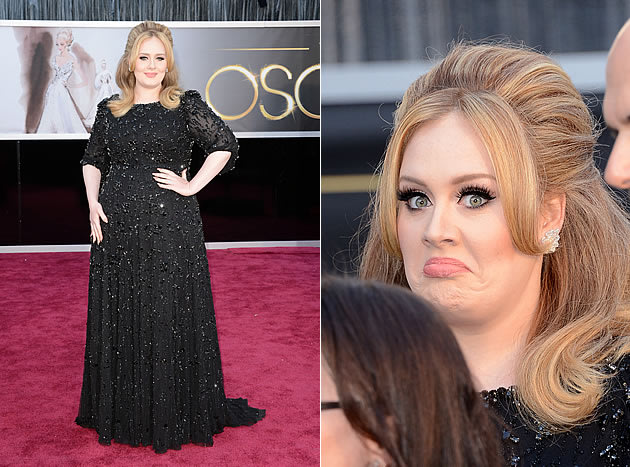 No red carpet, Adele usa cinta modeladora e preto para ficar como June Carter Cash Adele1