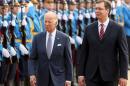 U.S. Vice President Biden and Serbia's Prime Minister Vucic inspect honor guards in Belgrade