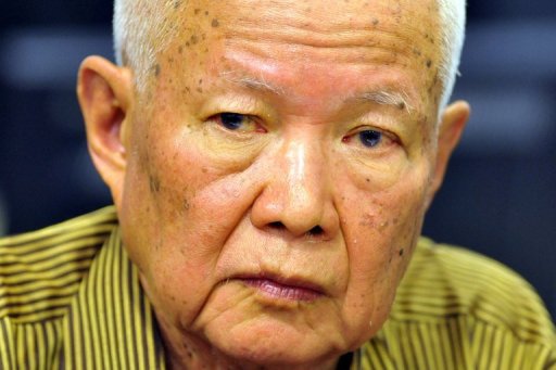 Former Khmer Rouge minister Khieu Samphan listens to evidence during his trial in Phnom Penh, on December 5, 2011