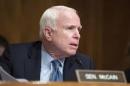 Senator John McCain speaks during a hearing about border security in Washington