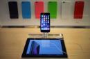 An iPhone 6 phone is seen on display at the Fifth Avenue Apple store on the first day of sales in Manhattan, New York