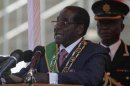 Zimbabwe's President Mugabe addresses supporters during celebrations to mark the country's Defence Forces Day in the capital Harare