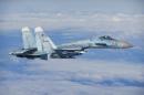 Handout of Russian Sukhoi Su-27 fighter flying in international airspace