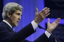 US Secretary of State Kerry delivers speech at World Economic Forum in Switzerland