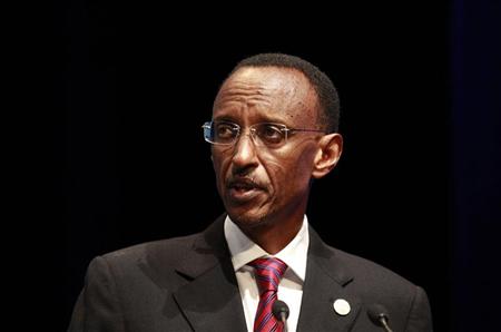 Rwanda's President Paul Kagame addresses the forum "Africa: Reshaping Partnerships for Sustainable Growth" at a pre-summit business forum ahead of the Commonwealth Heads of Government meeting (CHOGM) in Perth October 26, 2011. REUTERS/ Daniel Munoz