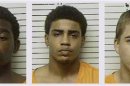 Stephens County Sheriff's Office booking photos of three teenage boys charged in the killing of an Australian university student in Oklahoma