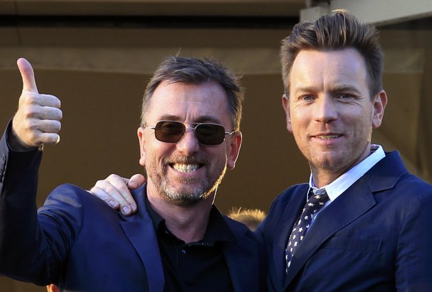 Jury members Tim Roth (L) and Ewan McGregor (R) pose on the terrace at the Martinez Hotel in Cannes on the eve of the opening of the 65th Cannes Film Festival