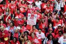 Thousands of Chicago Public School teachers rally before marching to the Board of Education's headquarters in protest in Chicago