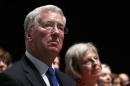 Britain's Defence Secretary Fallon and Home Secretary May listen to Prime Minister Cameron deliver his keynote address at the annual Conservative Party Conference in Manchester