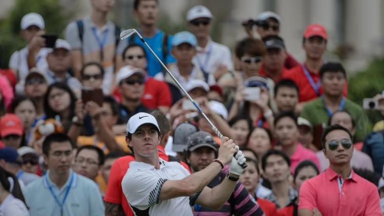 Northern Irish golfer Rory McIlroy practices before his one-on-one golf matchup against US golfer Tiger Woods at Mission Hills in Haikou on October 28, 2013