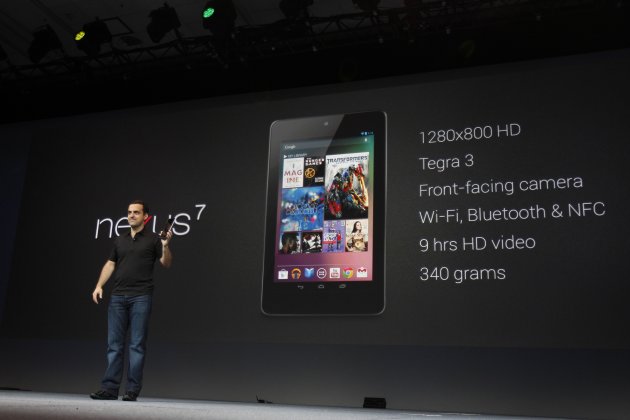 Hugo Barra, director of product management of Google, unveils Nexus 7 tablet during Google I/O 2012 Conference at Moscone Center in San Francisco