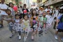 Children demonstrate against a Chinese patriotic education course in Hong Kong