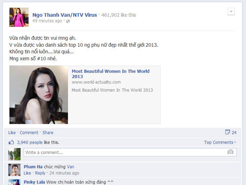 Ngô Thanh Vân lọt top 10 phụ nữ đẹp nhất thế giới