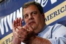 New Jersey Governor Christie applauds at a campaign rally for U.S. Republican Senate candidate McMahon of Connecticut in Stamford