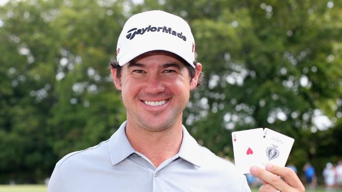 Brian Harman of the United States poses after making hole-one&#39;s on both the third and 14th holes during the final round of The Barclays at Plainfield Country Club on August 30, 2015 in Edison, New Jersey