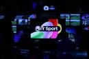 Production staff work in the gallery during the BT Sport channel launch program at the BT Sport studio in the Queen Elizabeth Olympic Park, in east London