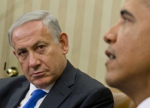 US President Barack Obama (R) and Israeli Prime Minister …