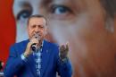 Turkey's President Erdogan speaks during the United Solidarity and Brotherhood rally in Gaziantep