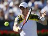 Murray of Britain returns a shot against Donskoy of Russia during their match at the BNP Paribas Open ATP tennis tournament in Indian Wells, California