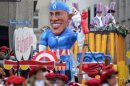 A carnival float in Cologne, Germany, depicts President Obama as comic book hero Captain America: Germany is one of many countries that overwhelmingly favors Obama over Mitt Romney.