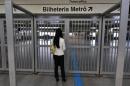A commuter is seen at the Itaquera station during a Metro workers strike, in Sao Paulo, Brazil, on June 5, 2014