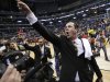 Wichita State coach Gregg Marshall points as he walks off the court after Wichita State defeated Ohio State 70-66 in the West Regional final in the NCAA men's college basketball tournament, Saturday, March 30, 2013, in Los Angeles. (AP Photo/Jae C. Hong)