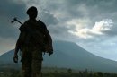 A soldier from the DR Congo regular army (FARDC) stands guard in Kibati near Goma, on September 4, 2013