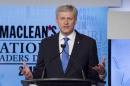 Conservative leader Prime Minister Stephen Harper speaks during the Maclean's National Leaders debate in Toronto