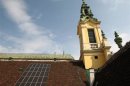 Solar panels are pictured on the roof of the Protestant Reformed Church in Vienna