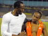 World champion Yohan Blake, right, is congratulated by world-record holder Usain Bolt after Blake defeated Bolt in the 100m final at Jamaica's Olympic trials in Kingston, Jamaica, Friday, June 29, 2012. Blake pulled a stunner finishing in 9.75 seconds to upset Bolt by 0.11 seconds. (AP Photo/Collin Reid)
