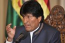 Bolivian President Evo Morales speaks during a press conference in La Paz on August 28, 2013