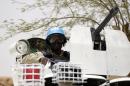 File picture shows a United Nations (UN) soldier on patrol in the northern Malian city of Kidal on July 27, 2013